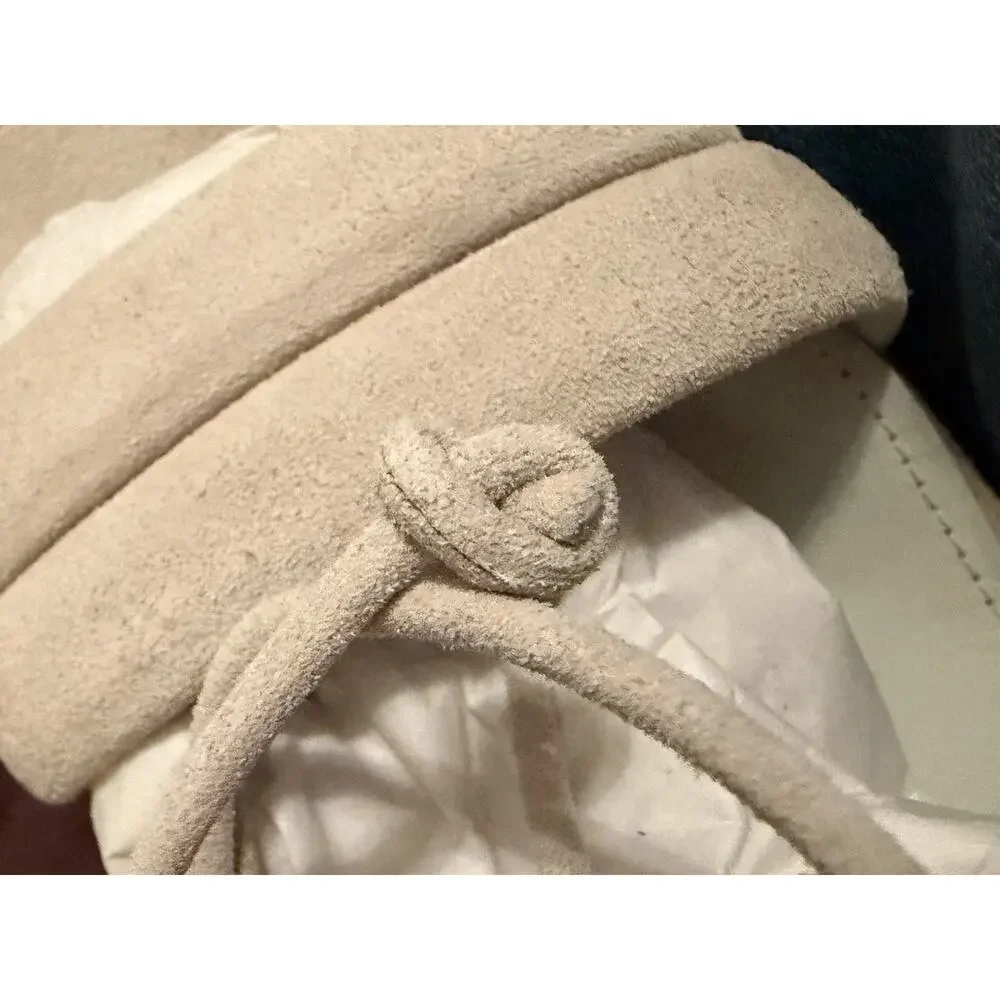 NEW Alohas Dakota Beige Sandals •41/ 10• Suede Block Heel Wrap Strappy $185